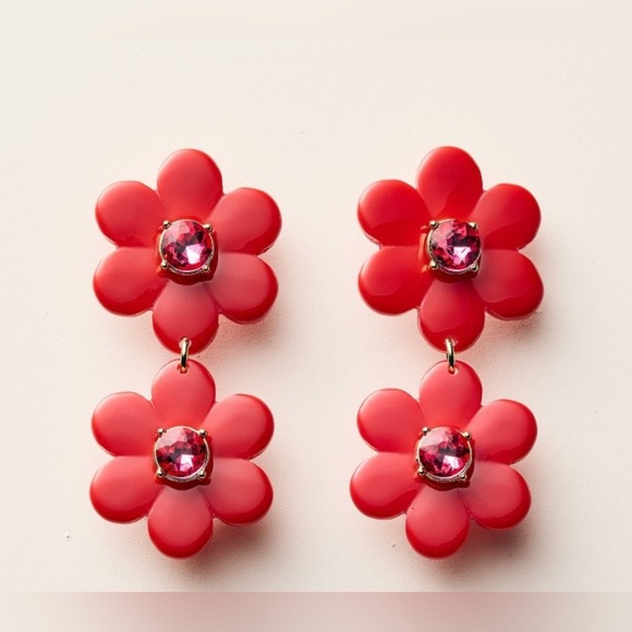 Kate Spade x Target Floral Linear Red Earrings • NIB - Picture 1 of 6